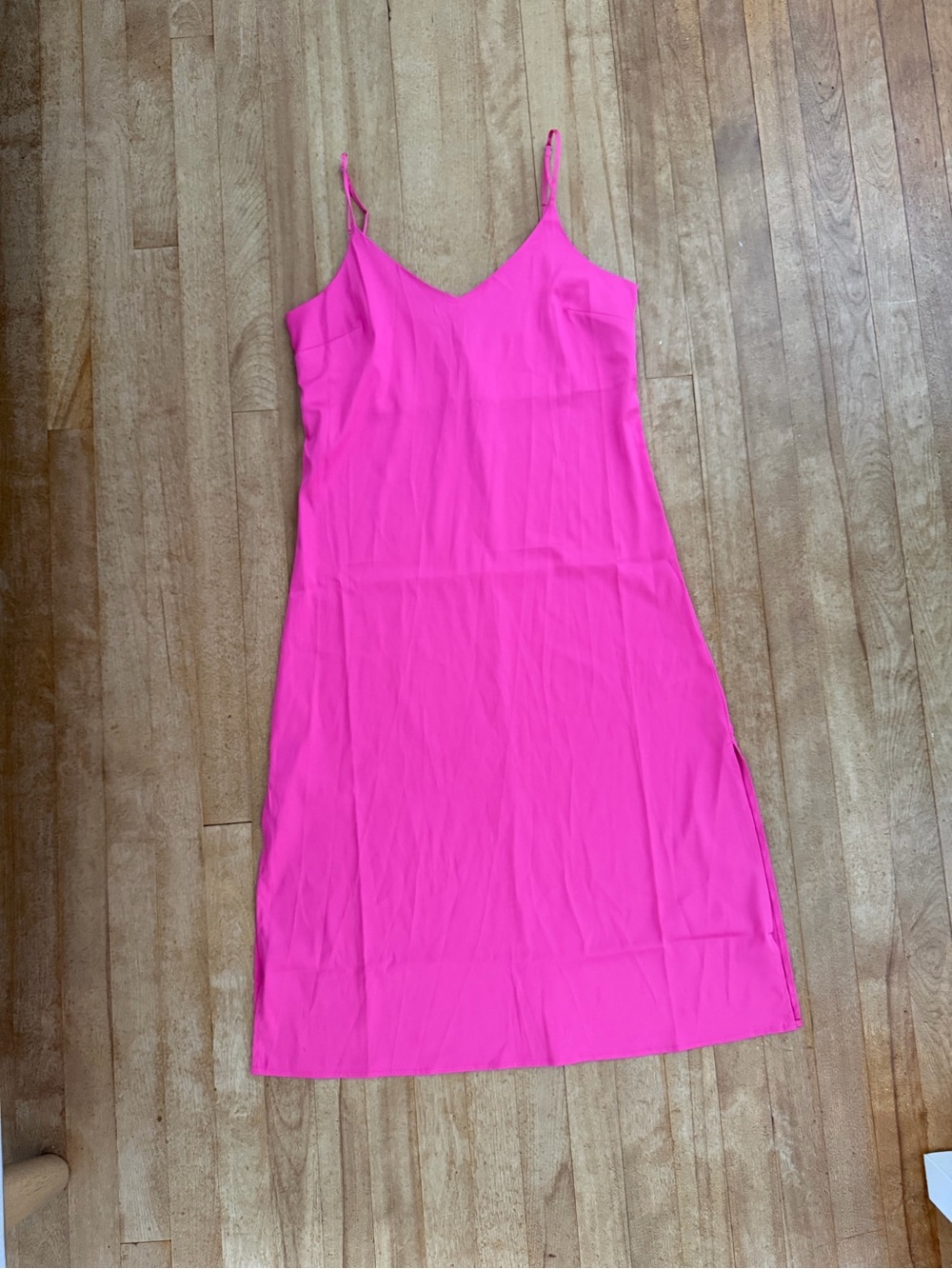 The Drop | Pink Midi Slip Dress with Spaghetti Straps Small
